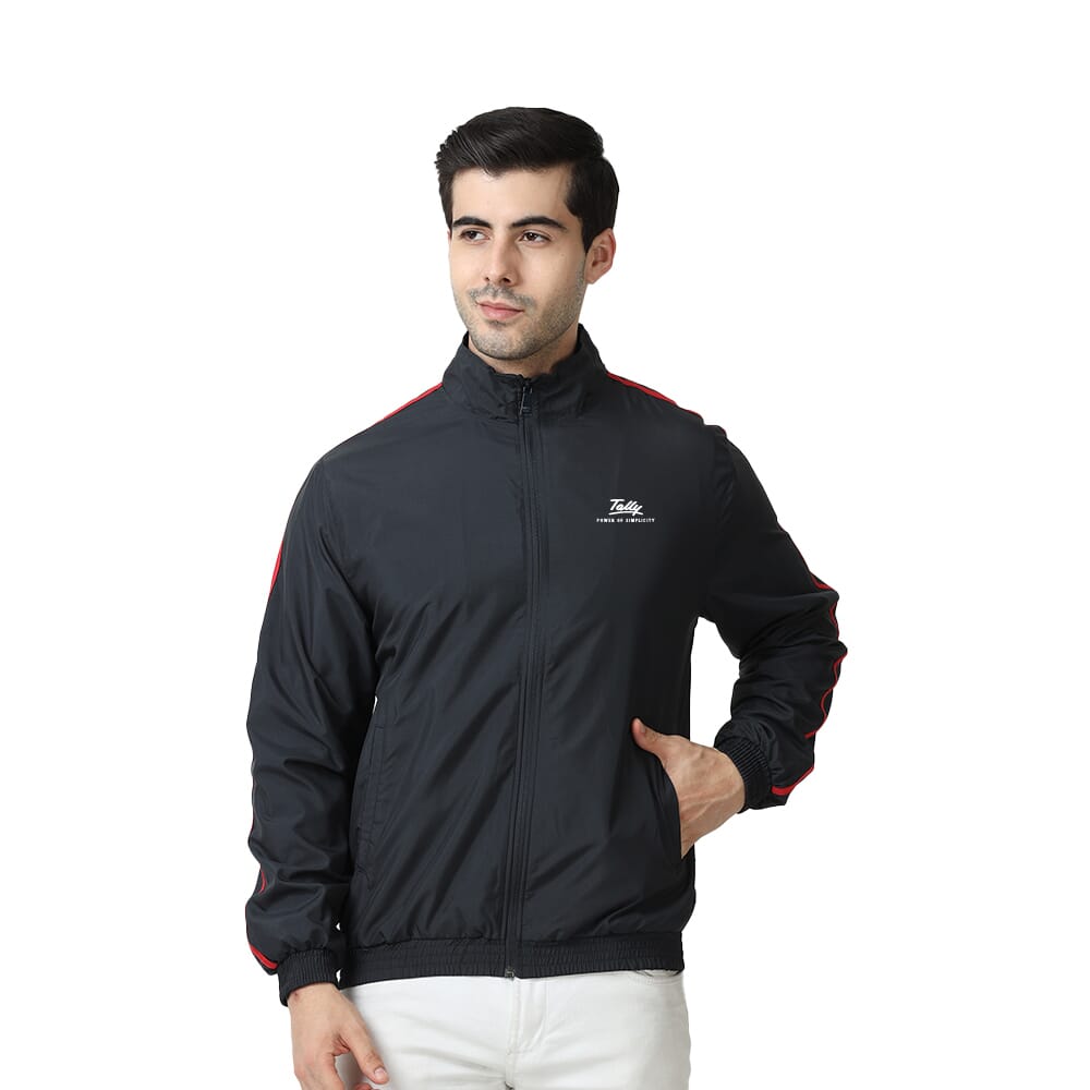 Mark & Spence Unisex Active Wear Jacket - Navy Blue with Red